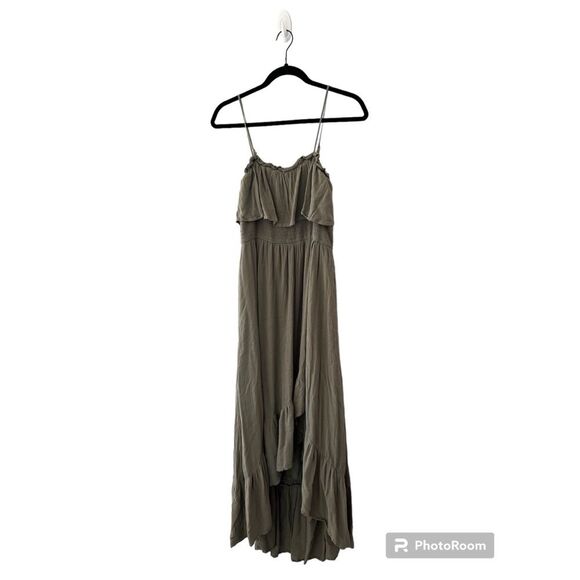 If By Sea Olive Green Maxi Dress Slit Sleeveless Size Large - Picture 1 of 7